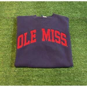 Vintage Ole Miss Rebels sweatshirt mens large blue red crewneck football Y2K
